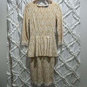 Dainty Jewells Cream Lace Long Sleeve Dress